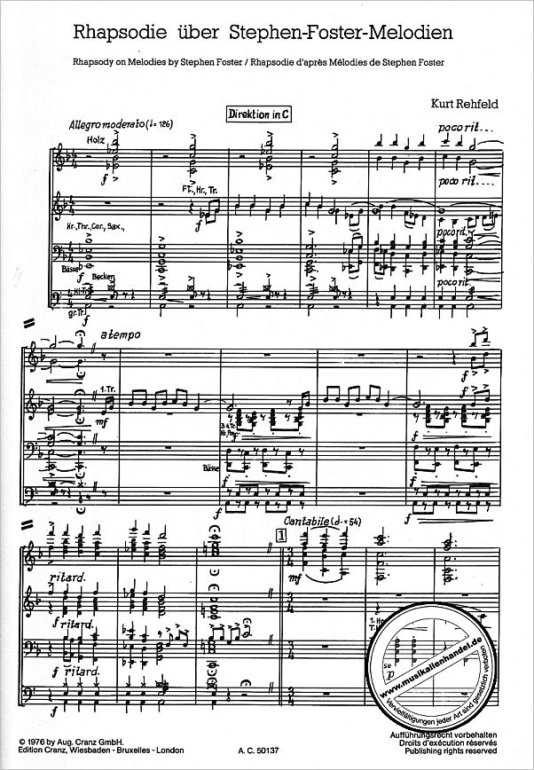 Notenbild für CRZ 554 - RHAPSODIE UEBER STEPHEN FOSTER MELODIEN