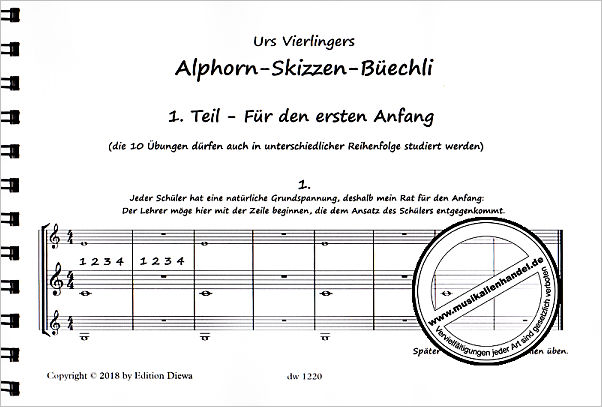 Notenbild für DIEWA 1220 - Alphorn Skizzen Büechli