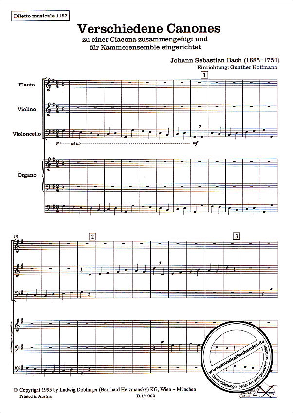 Notenbild für DM 1187 - VERSCHIEDENE KANONS BWV 1087