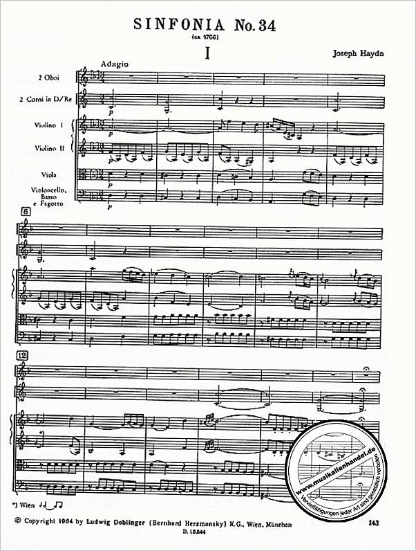 Notenbild für DM 234-P - SINFONIE 34 D-MOLL HOB 1:34