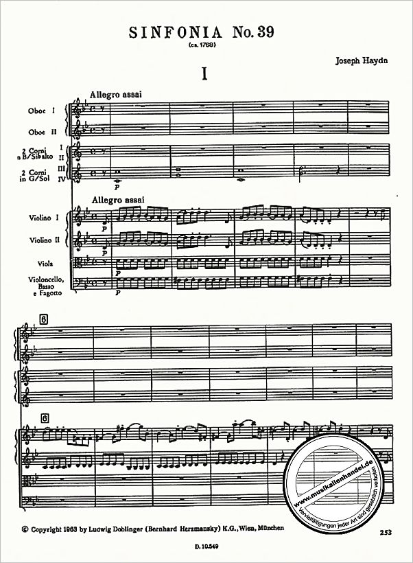 Notenbild für DM 239-P - SINFONIE 39 G-MOLL HOB 1:39