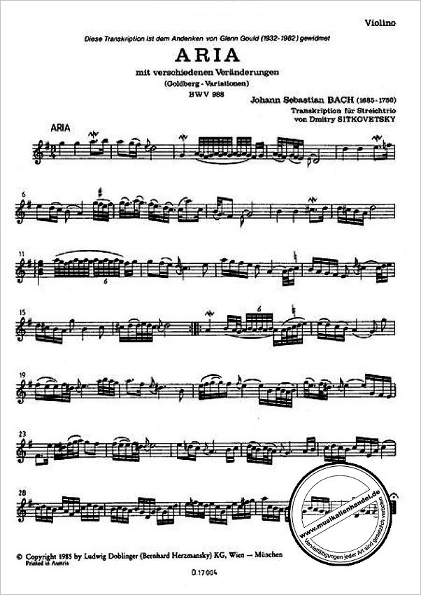 Notenbild für DO 06000 - GOLDBERG VARIATIONEN BWV 988