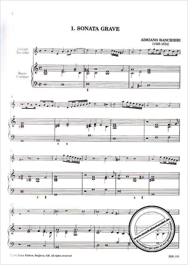 Notenbild für DOLCE 113 - EASY MUSIC OF MONTEVERDI'S TIME VOL 2  - 12 PIECES