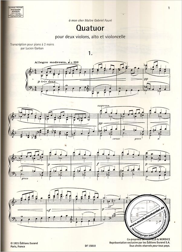Notenbild für DUR 15810 - OEUVRES POUR PIANO 4