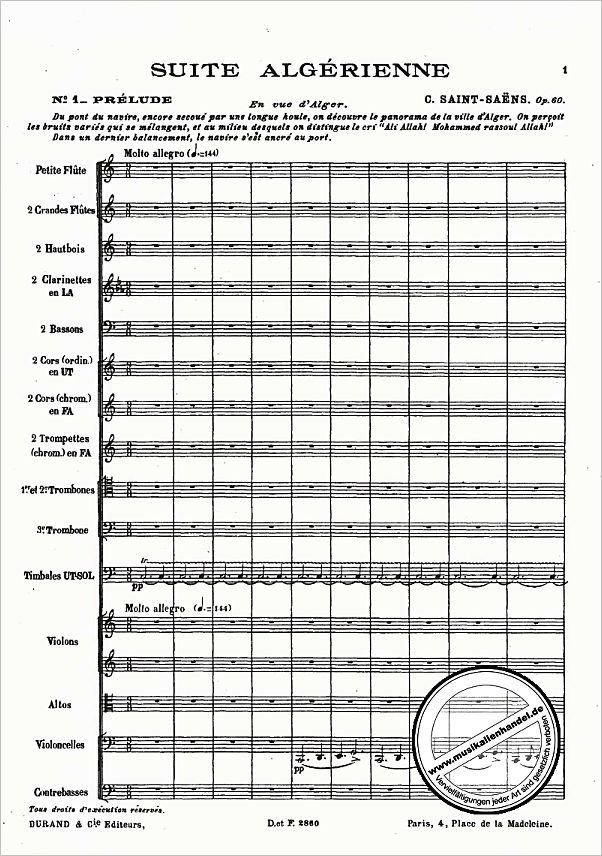 Notenbild für DUR 2860 - SUITE ALGERIENNE OP 60