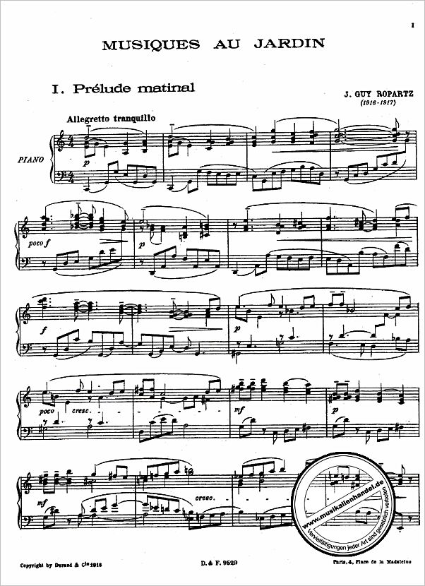 Notenbild für DUR 9529 - MUSIQUES AU JARDIN