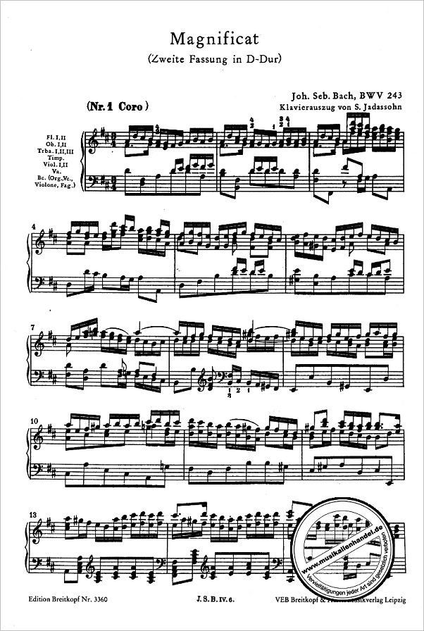 Notenbild für EB 3360 - MAGNIFICAT D-DUR BWV 243