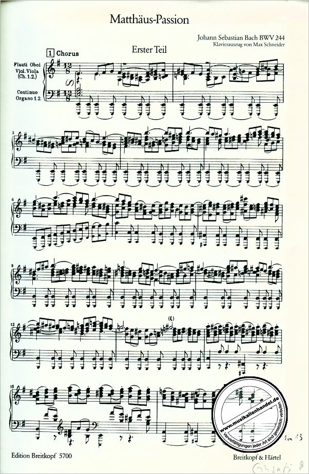 Notenbild für EB 5700 - MATTHAEUS PASSION BWV 244