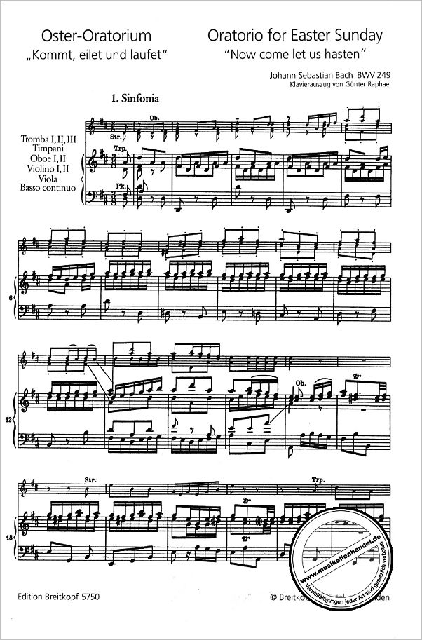 Notenbild für EB 5750 - OSTER ORATORIUM BWV 249