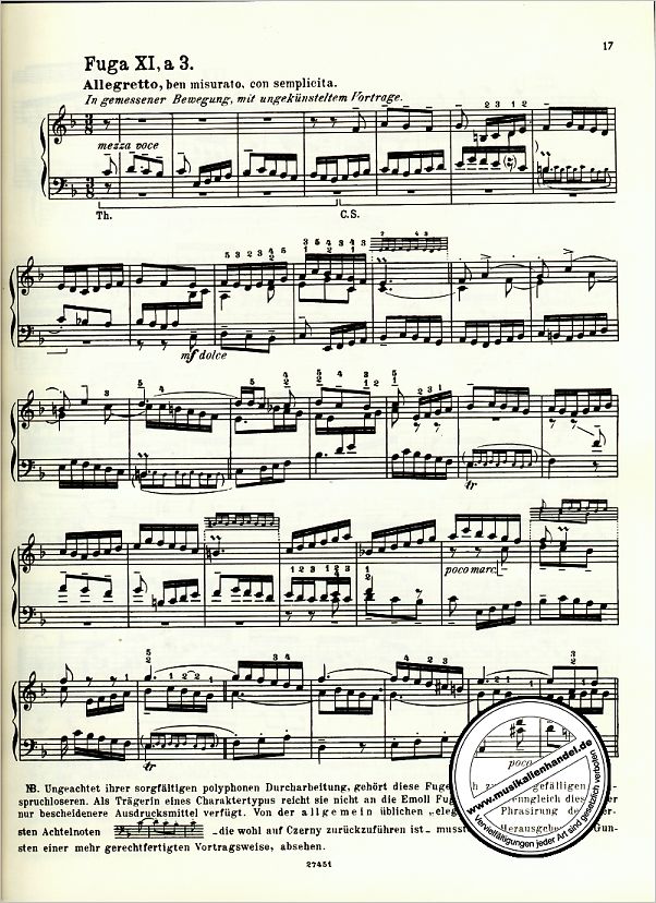 Notenbild für EB 6861 - DAS WOHLTEMPERIERTE KLAVIER 1/2 BWV 854-861