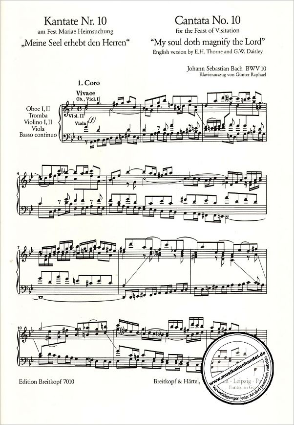 Notenbild für EB 7010 - KANTATE 10 MEINE SEEL ERHEBT DEN HERREN BWV 10