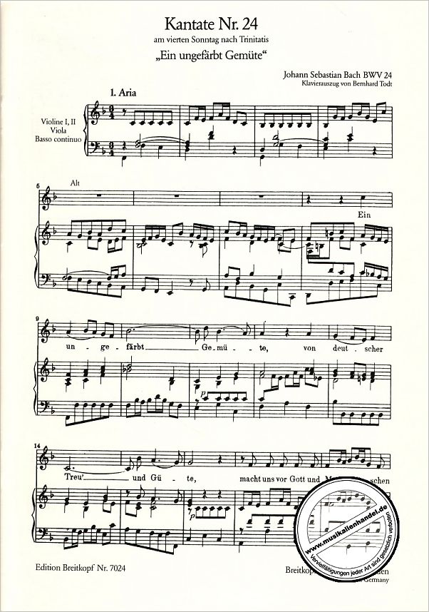 Notenbild für EB 7024 - KANTATE 24 EIN UNGEFAERBT GEMUETE BWV 24