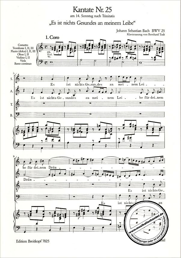 Notenbild für EB 7025 - KANTATE 25 ES IST NICHTS GESUNDES AN MEINEM LEIBE BWV 25