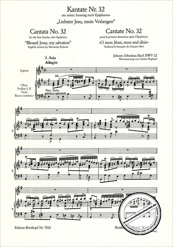 Notenbild für EB 7032 - KANTATE 32 LIEBSTER JESU MEIN VERLANGEN BWV 32