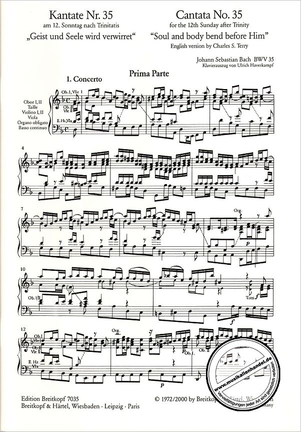 Notenbild für EB 7035 - KANTATE 35 GEIST UND SEELE WIRD VERWIRRET BWV 35