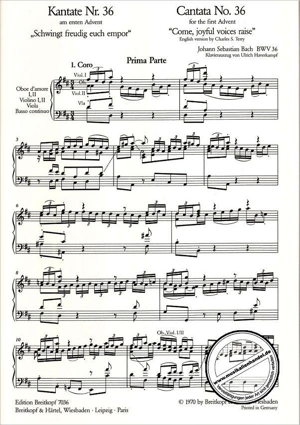 Notenbild für EB 7036 - KANTATE 36 SCHWINGT FREUDIG EUCH EMPOR BWV 36