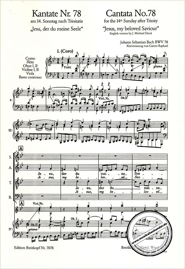 Notenbild für EB 7078 - KANTATE 78 JESU DER DU MEINE SEELE BWV 78