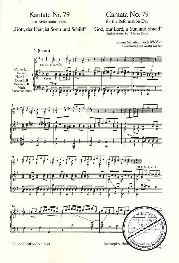 Notenbild für EB 7079 - KANTATE 79 GOTT DER HERR IST SONN UND SCHILD BWV 79
