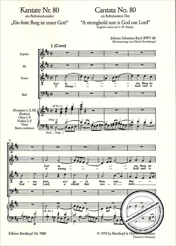 Notenbild für EB 7080 - KANTATE 80 EIN FESTE BURG IST UNSER GOTT BWV 80