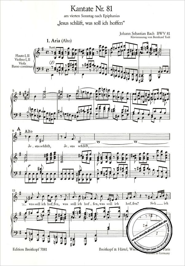 Notenbild für EB 7081 - KANTATE 81 JESUS SCHLAEFT WAS SOLL ICH HOFFEN BWV 81