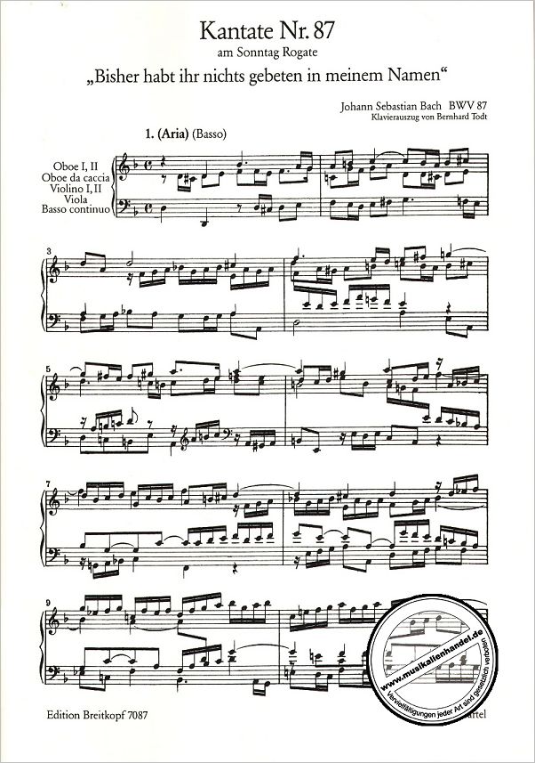 Notenbild für EB 7087 - KANTATE 87 BISHER HABT IHR NICHTS GEBETEN BWV 87