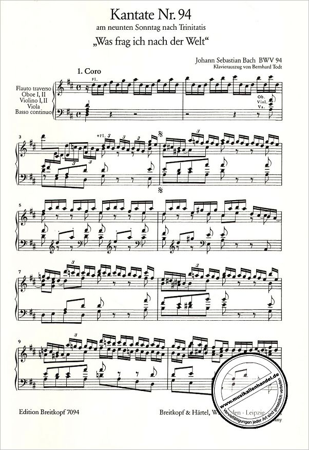 Notenbild für EB 7094 - KANTATE 94 WAS FRAG ICH NACH DER WELT BWV 94