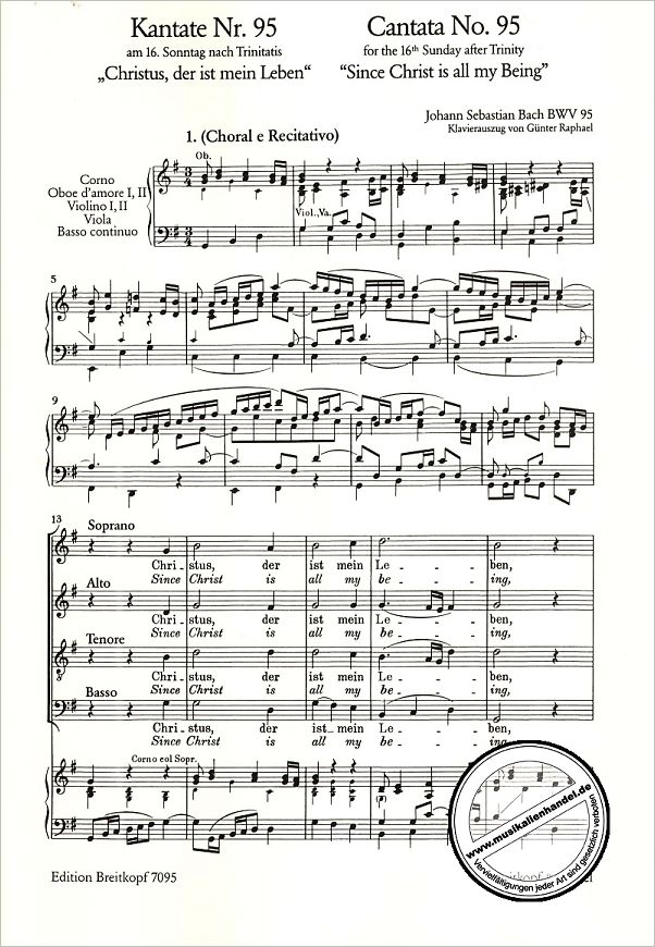 Notenbild für EB 7095 - KANTATE 95 CHRISTUS DER IST MEIN LEBEN BWV 95