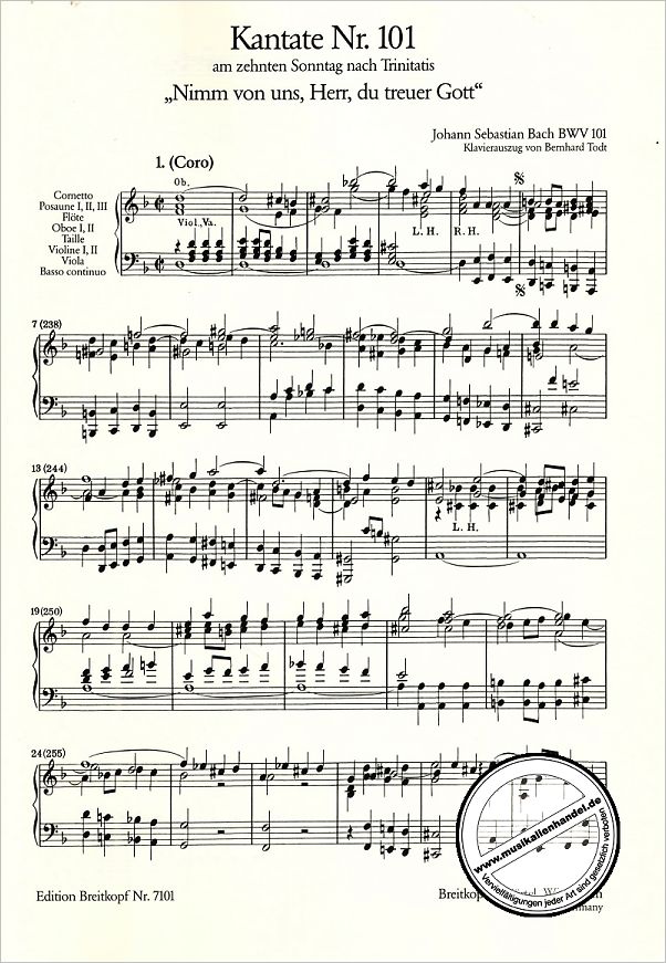 Notenbild für EB 7101 - KANTATE 101 NIMM VON UNS HERR DU TREUER GOTT BWV 101