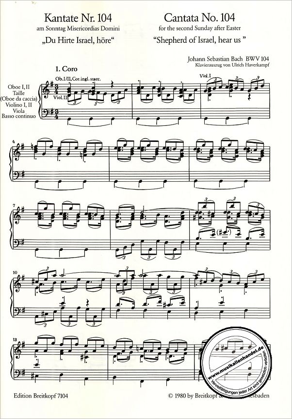 Notenbild für EB 7104 - KANTATE 104 DU HIRTE ISRAEL HOERE BWV 104