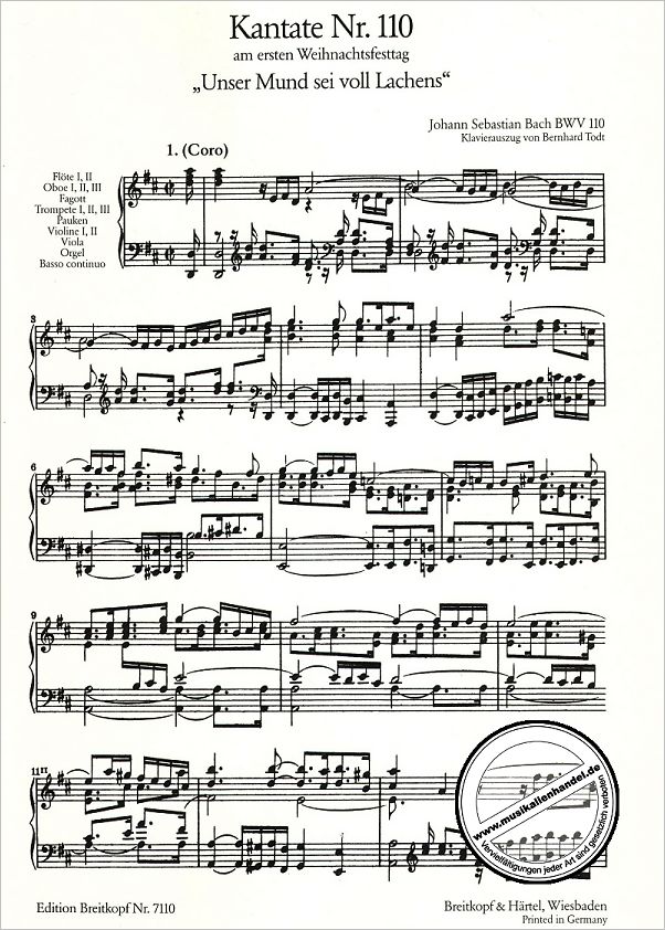 Notenbild für EB 7110 - KANTATE 110 UNSER MUND SEI VOLL LACHENS BWV 110
