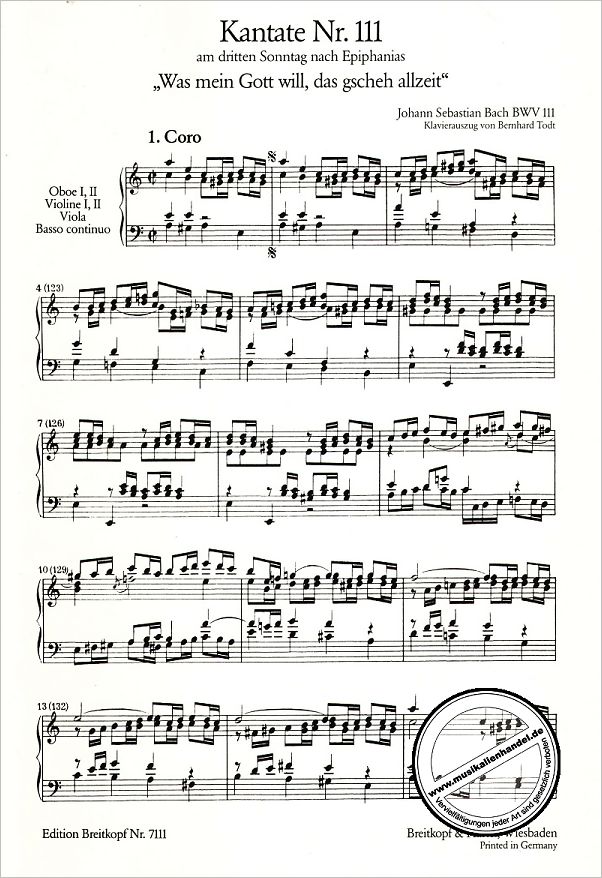 Notenbild für EB 7111 - KANTATE 111 WAS MEIN GOTT WILL DAS GSCHEH ALLZEIT BWV 111