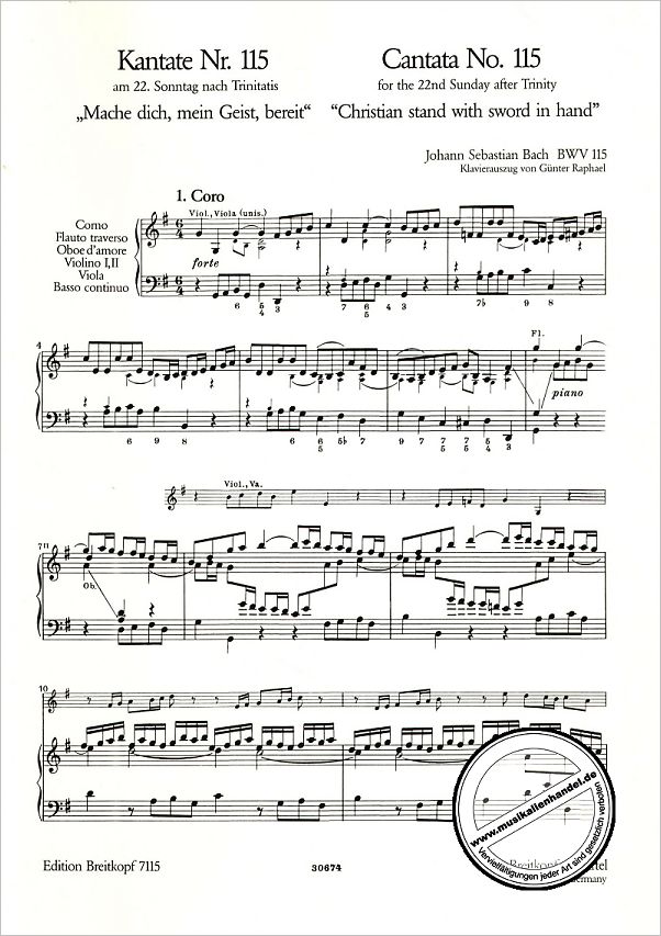 Notenbild für EB 7115 - KANTATE 115 MACHE DICH MEIN GEIST BEREIT BWV 115
