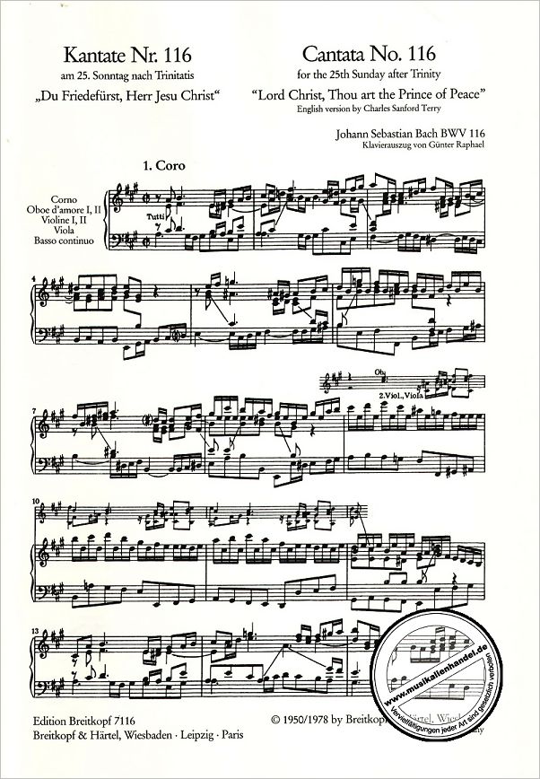 Notenbild für EB 7116 - KANTATE 116 DU FRIEDEFUERST HERR JESU CHRIST BWV 116