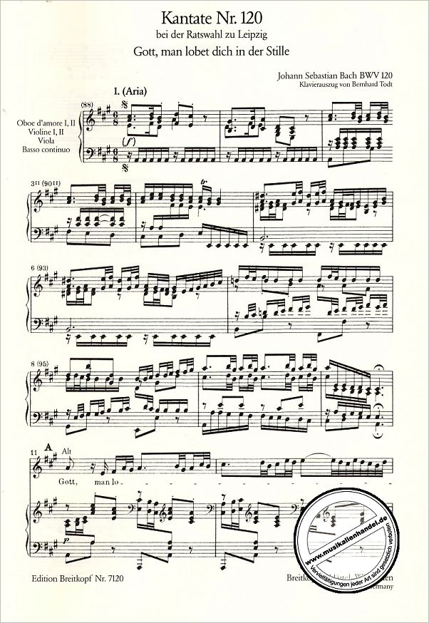 Notenbild für EB 7120 - KANTATE 120 GOTT MAN LOBET DICH IN DER STILLE BWV 120