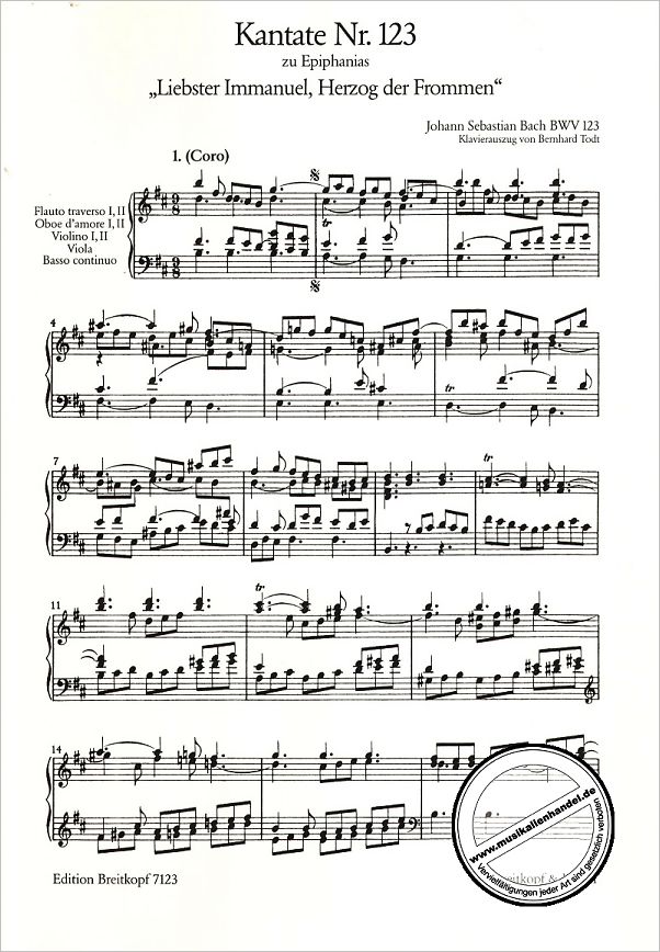 Notenbild für EB 7123 - KANTATE 123 LIEBSTER IMMANUEL HERZOG DER FROMMEN BWV 123