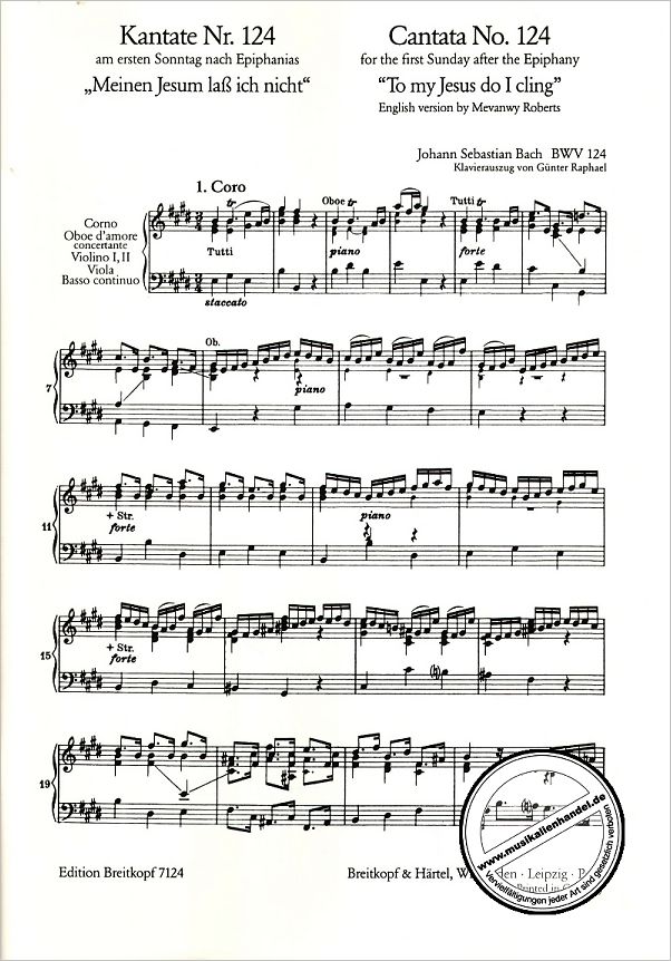 Notenbild für EB 7124 - KANTATE 124 MEINEN JESUM LASS ICH NICHT BWV 124