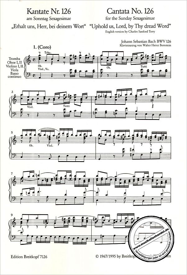 Notenbild für EB 7126 - KANTATE 126 ERHALT UNS HERR BEI DEINEM WORT BWV 126