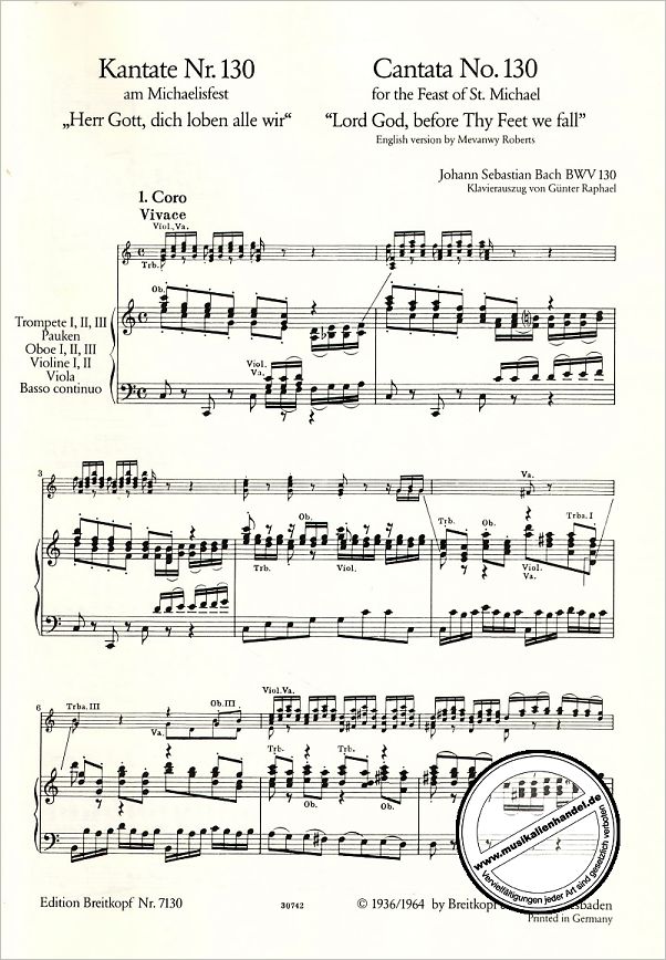 Notenbild für EB 7130 - KANTATE 130 HERR GOTT DICH LOBEN ALLE WIR BWV 130