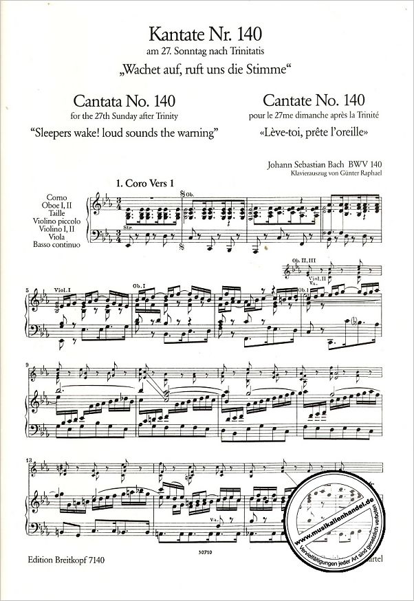 Notenbild für EB 7140 - KANTATE 140 WACHET AUF RUFT UNS DIE STIMME BWV 140