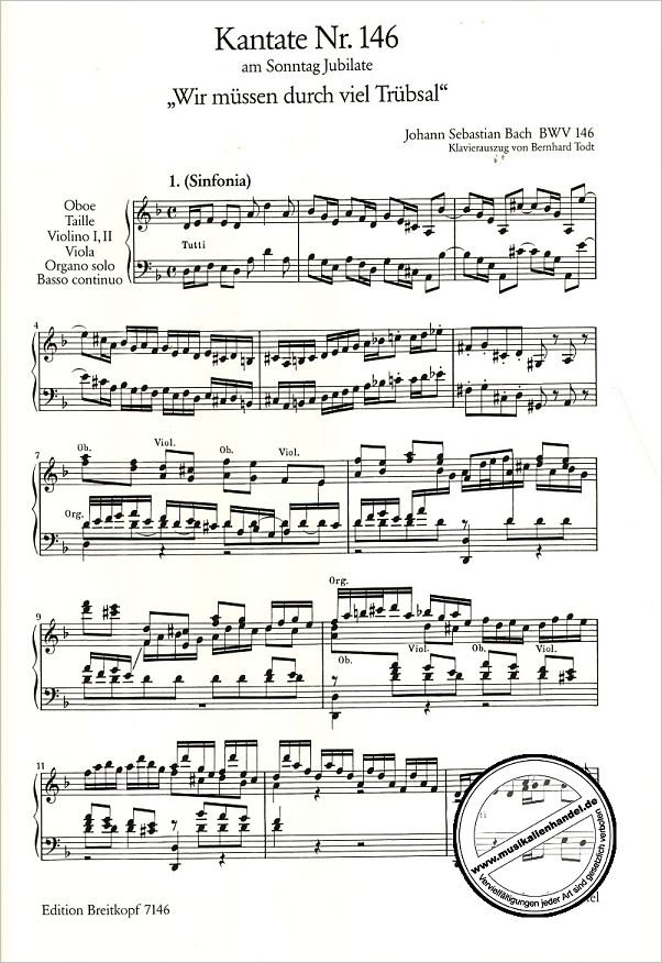 Notenbild für EB 7146 - KANTATE 146 WIR MUESSEN DURCH VIEL TRUEBSAL BWV 146