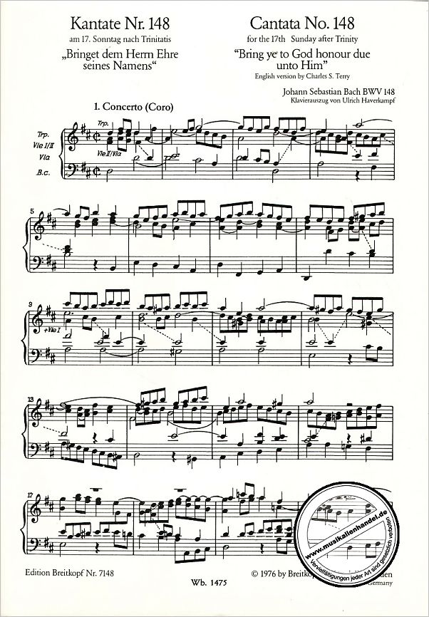 Notenbild für EB 7148 - KANTATE 148 BRINGET DEM HERRN EHRE SEINES NAMENS BWV 148