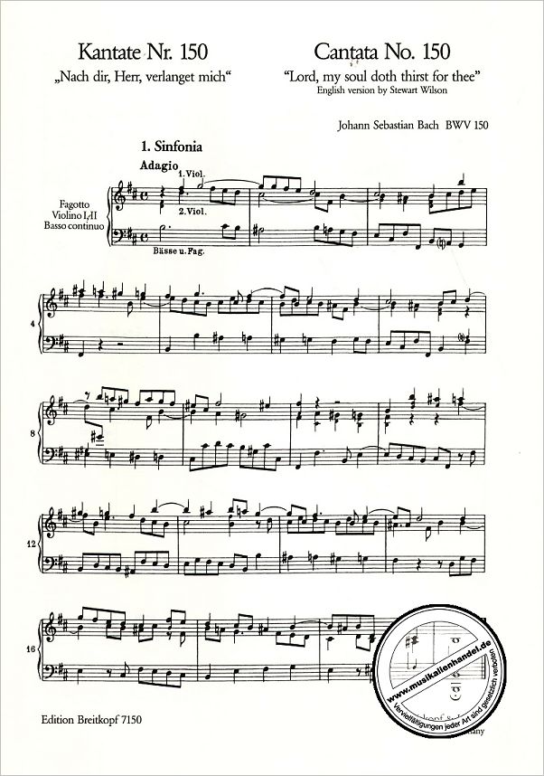 Notenbild für EB 7150 - KANTATE 150 NACH DIR HERR VERLANGET MICH BWV 150