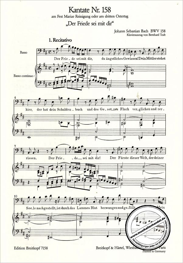 Notenbild für EB 7158 - KANTATE 158 DER FRIEDE SEI MIT DIR BWV 158