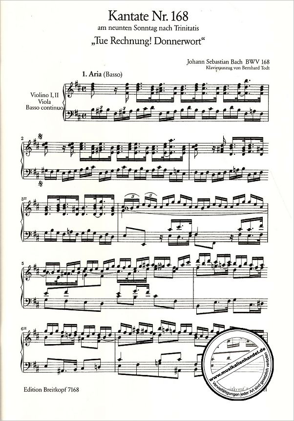Notenbild für EB 7168 - KANTATE 168 TUE RECHNUNG DONNERWORT BWV 168