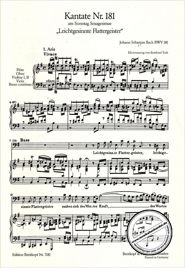 Notenbild für EB 7181 - KANTATE 181 LEICHTGESINNTE FLATTERGEISTER BWV 181