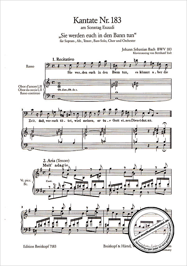 Notenbild für EB 7183 - KANTATE 183 SIE WERDEN EUCH IN DEN BANN TUN BWV 183