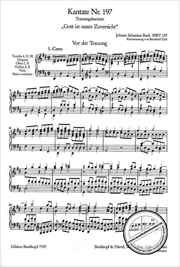 Notenbild für EB 7197 - KANTATE 197 O DU ANGENEHMER SCHATZ BWV 197