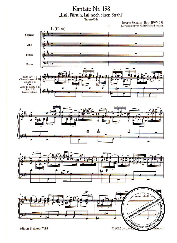 Notenbild für EB 7198 - KANTATE 198 LASS FUERSTIN LASS NOCH EINEN STRAHL BWV 198