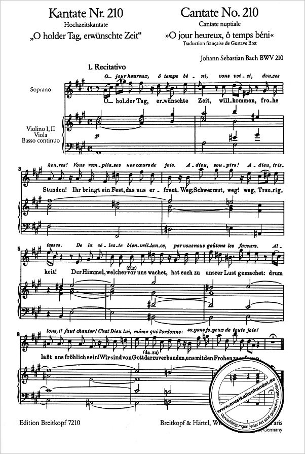 Notenbild für EB 7210 - KANTATE 210 O HOLDER TAG ERWUENSCHTE ZEIT BWV 210