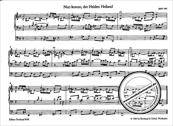 Notenbild für EB 8348 - ORGELBUECHLEIN BWV 599-644